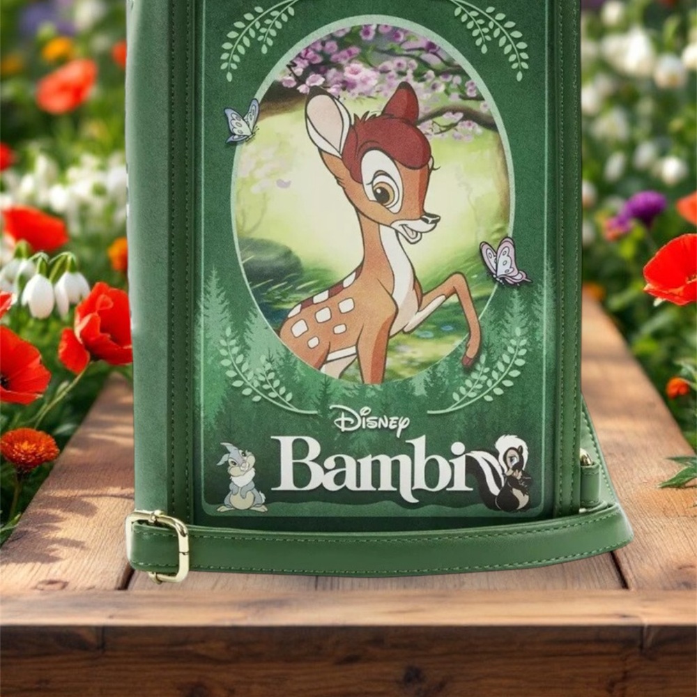 Disney x Loungefly Bambi Green Cross Body Bag with three removable straps